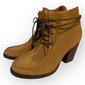 Latigo Frieda Suede Lace-Up Booties Moc-Stitched Leather Ankle Boots Women's 8.5